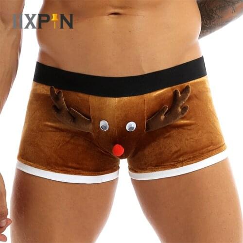 Sexy Boxer Shorts Underwear Mens Christmas Elk Boxer Shorts Sissy Panties Men Boxers Santa Claus Costume Underwear Underpants