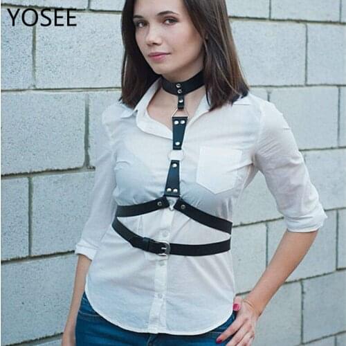 YOSEE New Women Handmade Leather Body Jewelry Collar Ventral Belt