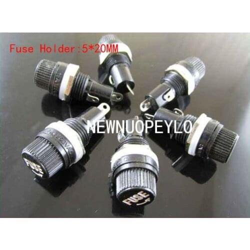 10pcs 5*20mm Fuse Holders Black Insurance Tube Socket Fuse Holder For 5*20 Insurance Panel Mount Fuse Holder Good quality