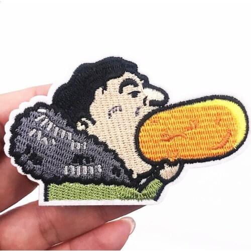 10PCS Wholesale Mix Funny Eating Hot Dog Icon Patches Iron On Kids Clothes For DIY Accessories Sewing Supplies Anime Embroidery