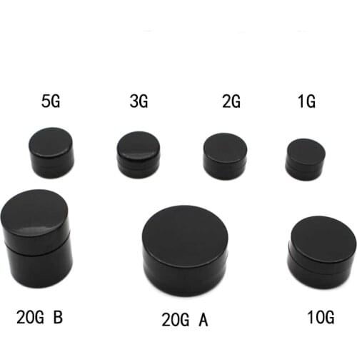 100pcs/lot Empty 1g 2g 3g 5g 10g 20g Black Portable Cream Jar jars Pot Box Makeup Nail Art Cosmetic Bead Storage Container