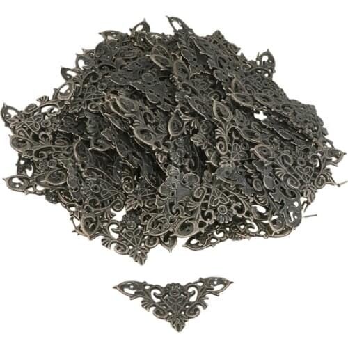 100 x BQLZR 46x46MM Bronze Furniture Decorative Edge Cover Vintage Decor Box Corner Protector Hollow