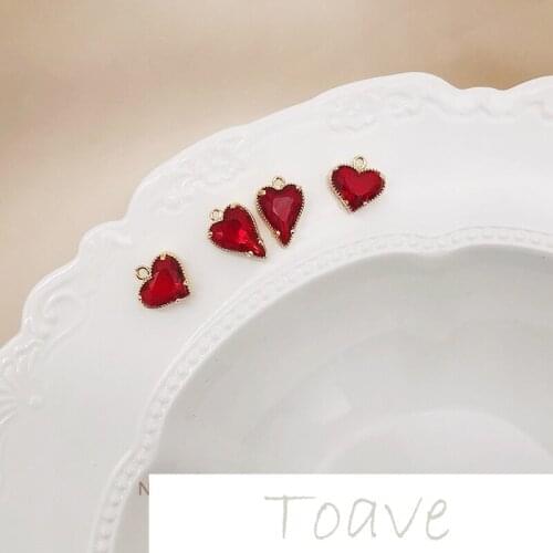 18K bag gold red zircon love pendant homemade necklace material diy bracelet earrings couple accessories