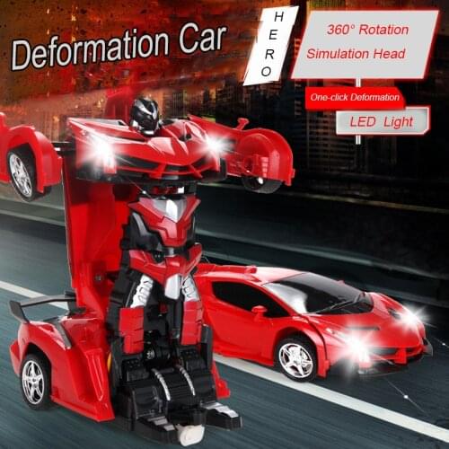 2 In 1 RC Car Driving Sports Cars Drive Transformation Robots Models Remote Control Car Children Boy Baby Christmas Gift Present