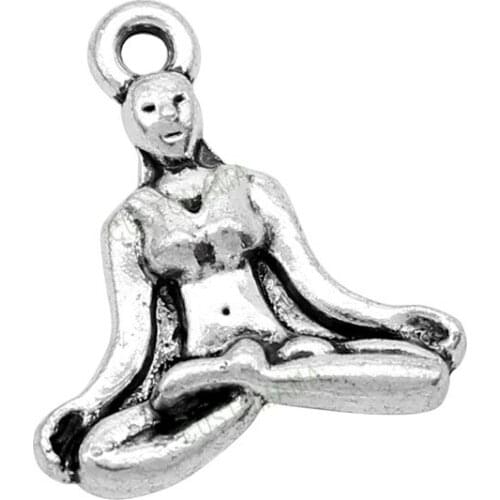 20pcs- Antique Silver Yoga Charms Pendants 24x21mm