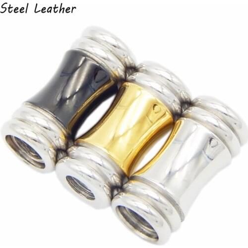 20pcs/lot engrave logo hole:5/6mm stainless steel Leather Cord End Cap Magnetic Clasp Connector Bracelet Jewelry Making DIY part
