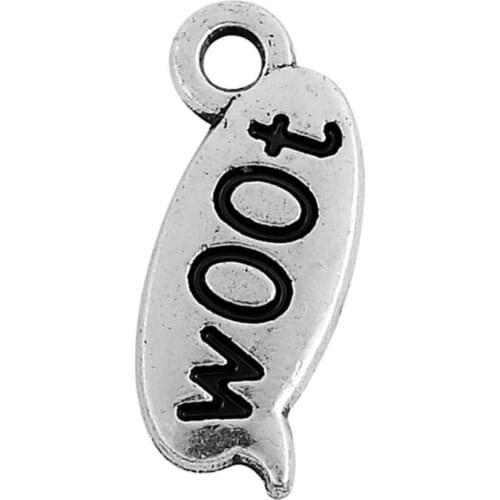 2021 New Engraved woot on dialog box charms for jewelry making