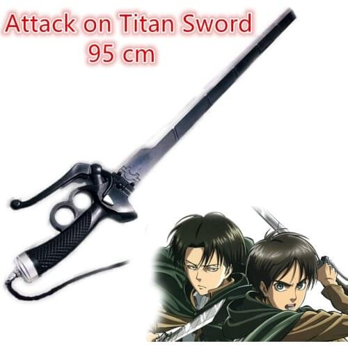 95cm Anime Attack on Titan 1:1 Sword Gun Cosplay Weapon Eren Rivaille Mikasa Weapon Halloween PU Swords Cos Props