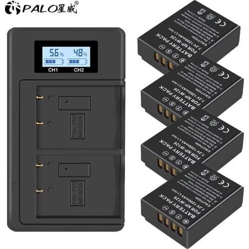 4Pcs 1200mAh NP-W126 NP W126 NP-W126S W126S Battery +LCD Dual Charger for Fuji X-Pro1 XPro1 X-T1 XT1,HS30EXR HS33EXR X PRO1