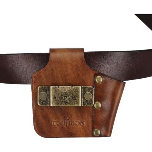Tourbon Band Tape Measure Holder Cover Screwdriver Tools Pouch Premium Genuine Leather Reel Holders Pouch Holster Hunting Bag