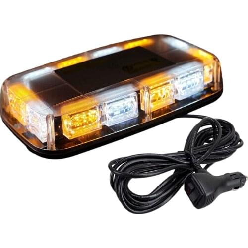 48 LED Flash Lamp Top Roof Flashing Emergency Mini Strobe Light Amber & White for Truck Tow Jeep Roof Beacon