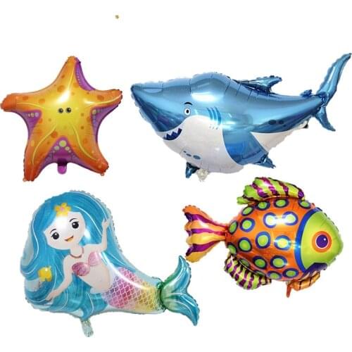 Big ocean animal balloons baby shower Inflatable fish Ball shark dolphin Mermaid Birthday party Decoration holiday Balloon