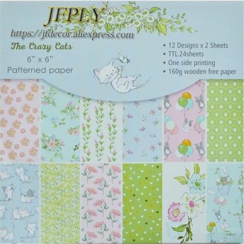 Cat Series Patterned Paper Scrapbooking Paper Pack Craft Paper Art Card Card Making 6"x 6" 24 Sheets /pack