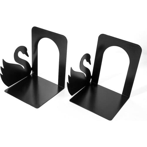 Swan Shaped Black Metal Non-Slip Bookend Bracket Heavy Book End Bookends Iron Support Holder Desk Stands For Books Drop Shipping