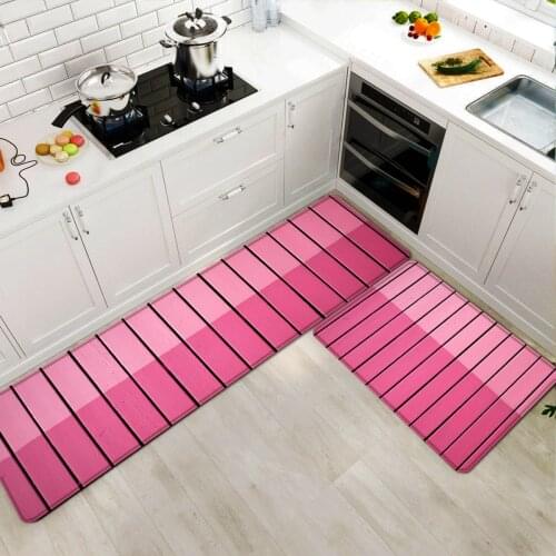 Kitchen Mat Modern Pink Stripe Bath Carpet Entrance Doormat Footmat Absorbent Rugs for Bedroom Prayer Pad Mats Rainbow Door Mat