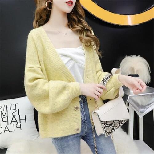 Fashion Knitting 2021 Women Cardigans Tops Cashmere Casual Sweater Jacket Chic Tops Womans Cardigans Jersey Knit Fmelae Ladies
