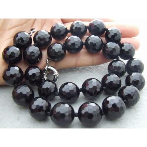 Beautiful 18" 36" 14MM Natural Black bead Necklace