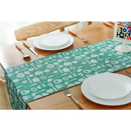 European Style Print Linen Table Runner For Home Hotel Wedding Parties Decorating chemin de table mariage rouleau