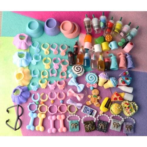 Pet Shop Mini Accessories,(20pcs Random)Collar Bowknot And Skirt Bag Bone Cake Drink Biscuit Suit to Pet Cat ,Collie Best Gift