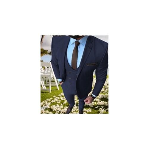 2019 Mens Suits 3 Pieces Notch Lapel Suits Classic Design Casual Wedding Prom Slim Fit Suit Tuxedos Jacket Blazer & Pants & Vest