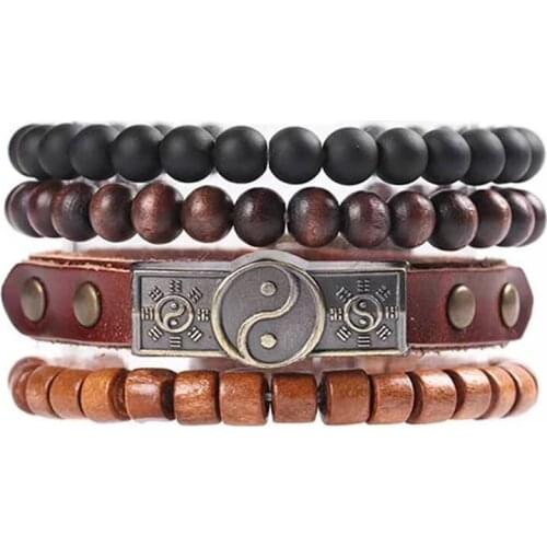 1pcs MenS Retro Punk Style Leather Woven Bracelets Alloy Gossip Multilayer Wide Wrap Jewelry Bracelets Ethnic Tribal Wristbands