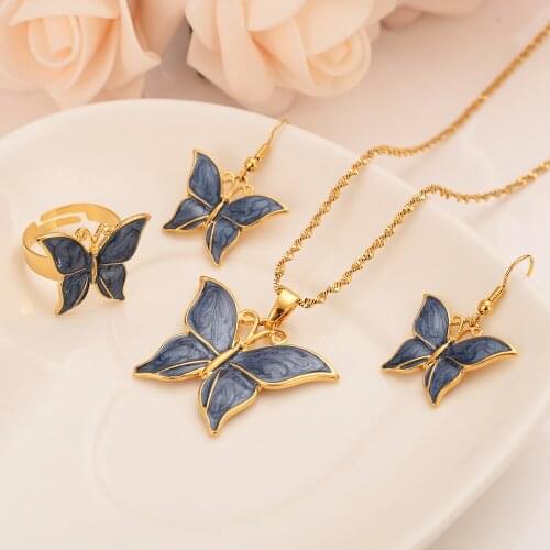 Animal Butterfly gold Jewelry sets Weddingpendant Necklace Earrings Jewelry Sets necklace earring set for women girls gifts
