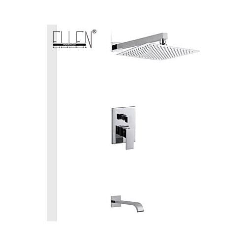 Vidric Wall Mount Chrome Shower Set with 8 inch Stainless Steel Shower Head Bathroom Rain Brass Silver Shower Mixer EL4589
