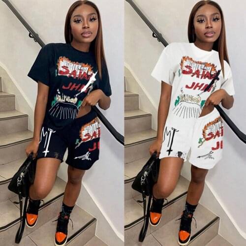 2021 New Womens 2-Piece Fashion Jacket Shorts Two-Piece Letter Printing Casual Summer Style