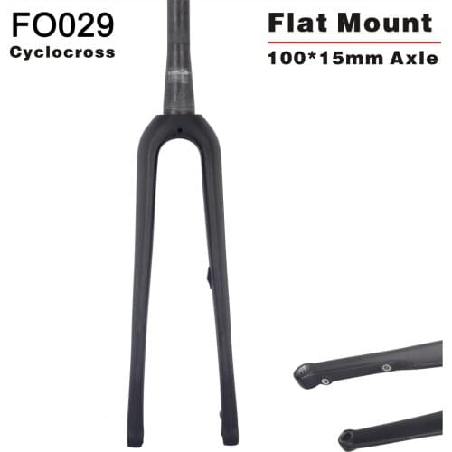 2019 new Flat mount 700*42C toray Carbon Cyclocross Bicycle Fork 100*15mm Thru axle 700c Carbon Fork FO029