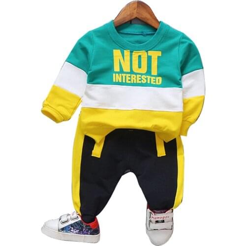 New Spring Autumn Baby Boys Girls Clothes Sets 2021fashion Casual Splicing Sportswear Kids Children Long Sleeve Pants Suit 1-5 y
