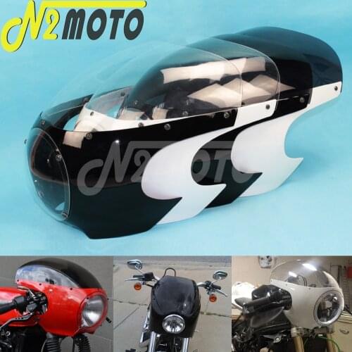 Motorcycle Retro 5.75" Head Light Fairing Wind Screen Headlight Cowl Fairing 5-3/4" for Harley Dyna Sportster Touring Cafe Racer
