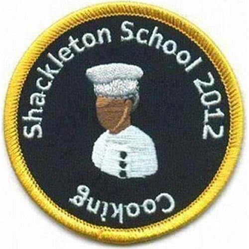 Wholesale Cooking Embroidery Patch Custom Woven Clothing Labels Garment Tags and Labels Merrow Broder and Iron On Back MOQ50pcs