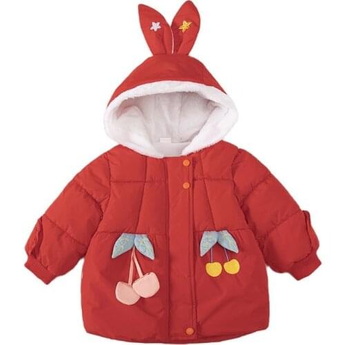 Toddler Outerwear New Winter Warm Baby Girls Hooded Down Cotton Coat Clothing Children Thickening Jacket 1-4 Year Kids Clothes