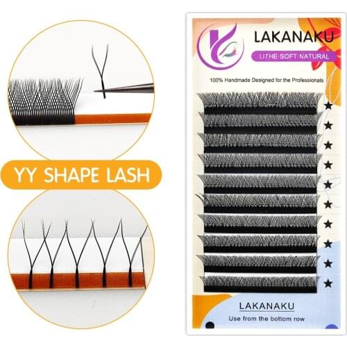LAKANAKU YY Shape Lashes Eyelashes Easy Fan Lashes Wholesale Vendor Extensions Cashmere Mink Eyelash Extensions YY Shaped Cilios