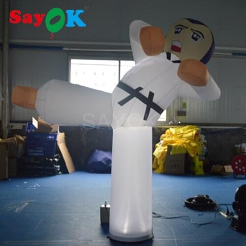 Sayok Inflatable Taekwondo Kick Boy 2.3m(7.5ft) Height Lighted Inflatable Karate Toys with LED Lights and Blower for Advertising