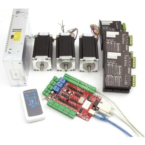 3 Axis USBCNC CNC Controller kit Nema 23 Stepper Motor (Dual Shaft) 425oz-in 112mm 3A & Driver 40VDC 4A 128 microstep FMD2740C