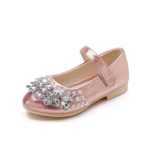 New Spring Bright drill hildrens Footwear Princess Infant Girl Shoes With Bowknot PU Children Shoes Girls Toddler Flat Shoes