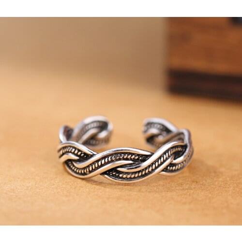 XIYANIKE 925 Sterling Silver Vintage Handmade Adjustable Rings For Women Girls Personality Wedding Engagement Finger Jewelry Gif