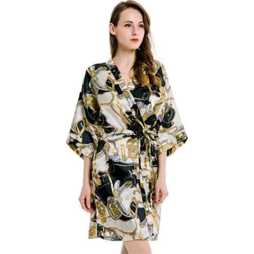Women silk satin floral robe bridesmaid robes Wedding bridal bridesmaid robes Ladies Dressing Robe Party Gift
