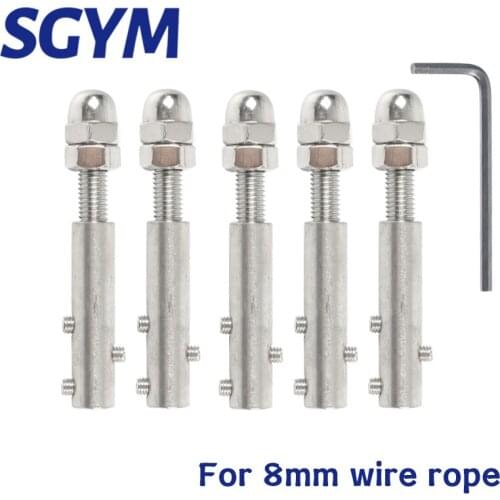 10pcs handscrew Clamp Wire Rope 8mm Threaded Stud Tension End Fitting with Hexagon Grub Screw Bolts buckle for Stair Deck Post