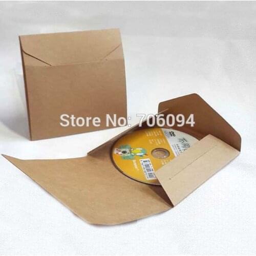 100PCS 13x13cm CD sleeve 350gsm thick Brown Kraft CD/DVD paper bag party gift packaging bag Custom CD box need extra cost