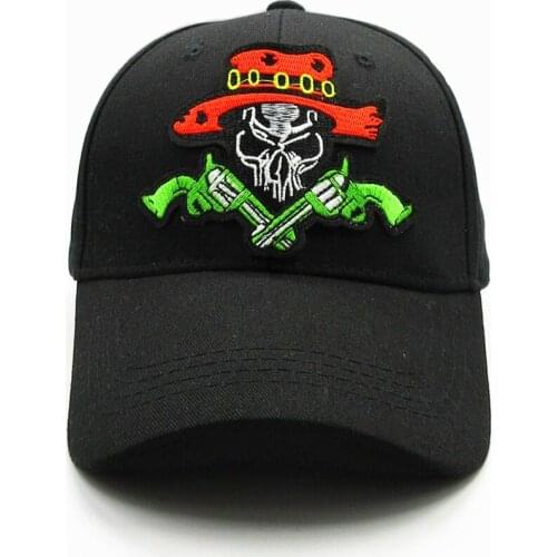 2021 Geometric Skull Embroidery Cotton Baseball Cap Hip-hop Adjustable Snapback Hats for Men and Women