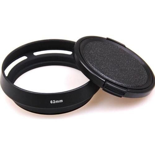 67mm Screw-in metal tilted vented Lens Hood + Lens cap For Fujifilm Olympus Panasonic Canon Sony Nikon camera Lens