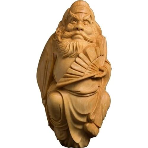 7 / 9CM Zhong Kui Wood Carved Lucky Pet Pendant Feng Shui Boxwood Pendant Writing Home Decor