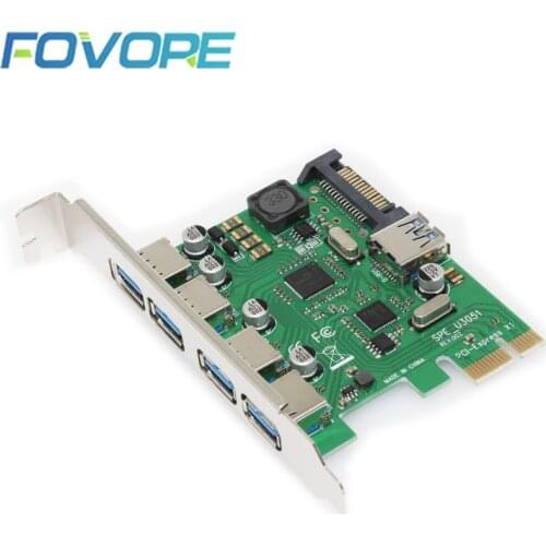 5 ports USB 3.0 3 to PCI e Adapter PCIe PCI-e x1 to USB3 hub Converter Expansion Card NEC Chip Add On Cards NEW