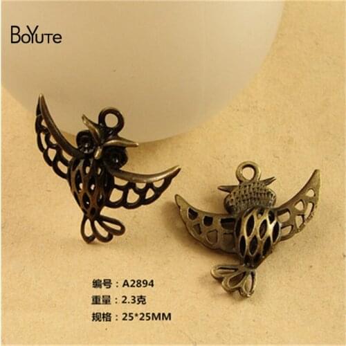 BoYuTe (30 Pieces/Lot) 25*25MM Vintage Charms Antique Bronze Plated Zinc Alloy Animal Owl Pendant Charms for Jewelry Making Diy