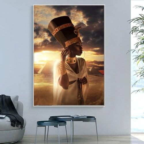 Black and Gold Nude African Art Woman Sunset Oil Painting on Canvas Posters and Prints Wall Art Picture for Living Room Cuadros