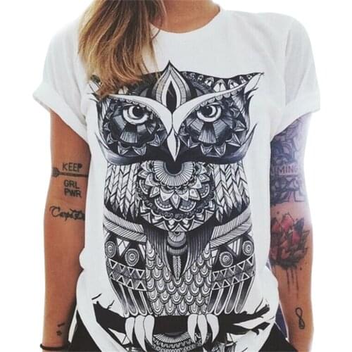 Tshirt Summer Women T-shirt Clothing Print Punk Rock Fashion Tees European T Shirt Owl Letters Eye Print T-shirt