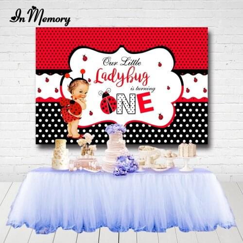 InMemory Baby Shower Newborn Backdrops Red Black Ladybug Girls 1st Birtday Party Photography Backgrounds Custom Photocall