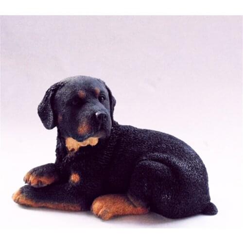 JJM Rest Rottweiler Police Dog Pet Figure Canidae Animal Car Decor Collector Toy Crafts Souvenirs Gift Simulation Ornaments